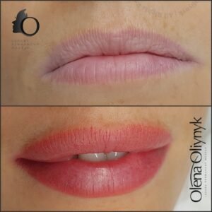 Permanent tattooed lips