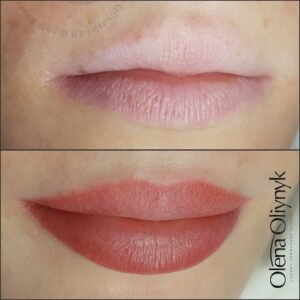 Semi Transparent Lip Tattoo before and after